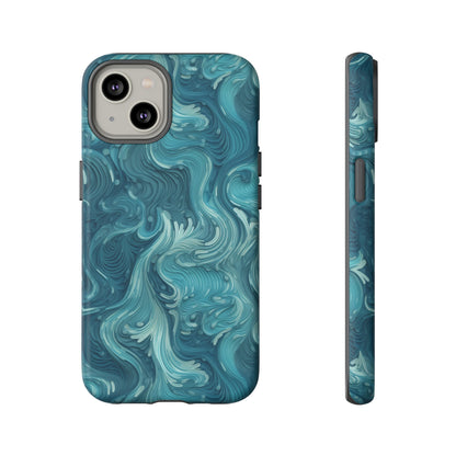 Azure Depths: Layered Blue Topographic Design Tough Phone Case