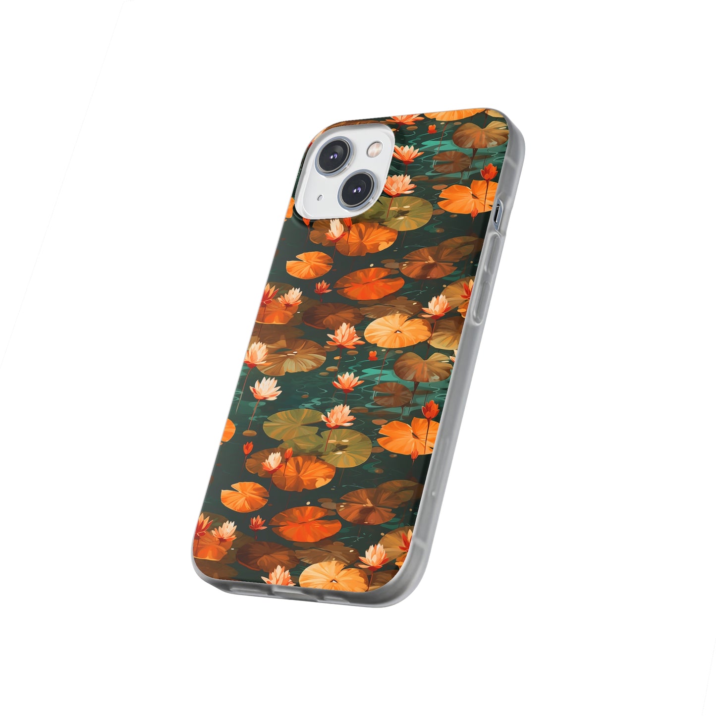 Orange Lotus Whisper: Autumn on the Water - Flexible Phone Case