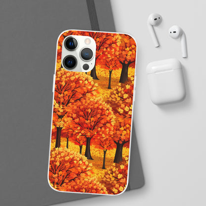 Impasto-Style Woodlands: High-Contrast Autumn Foliage - Flexible Phone Case