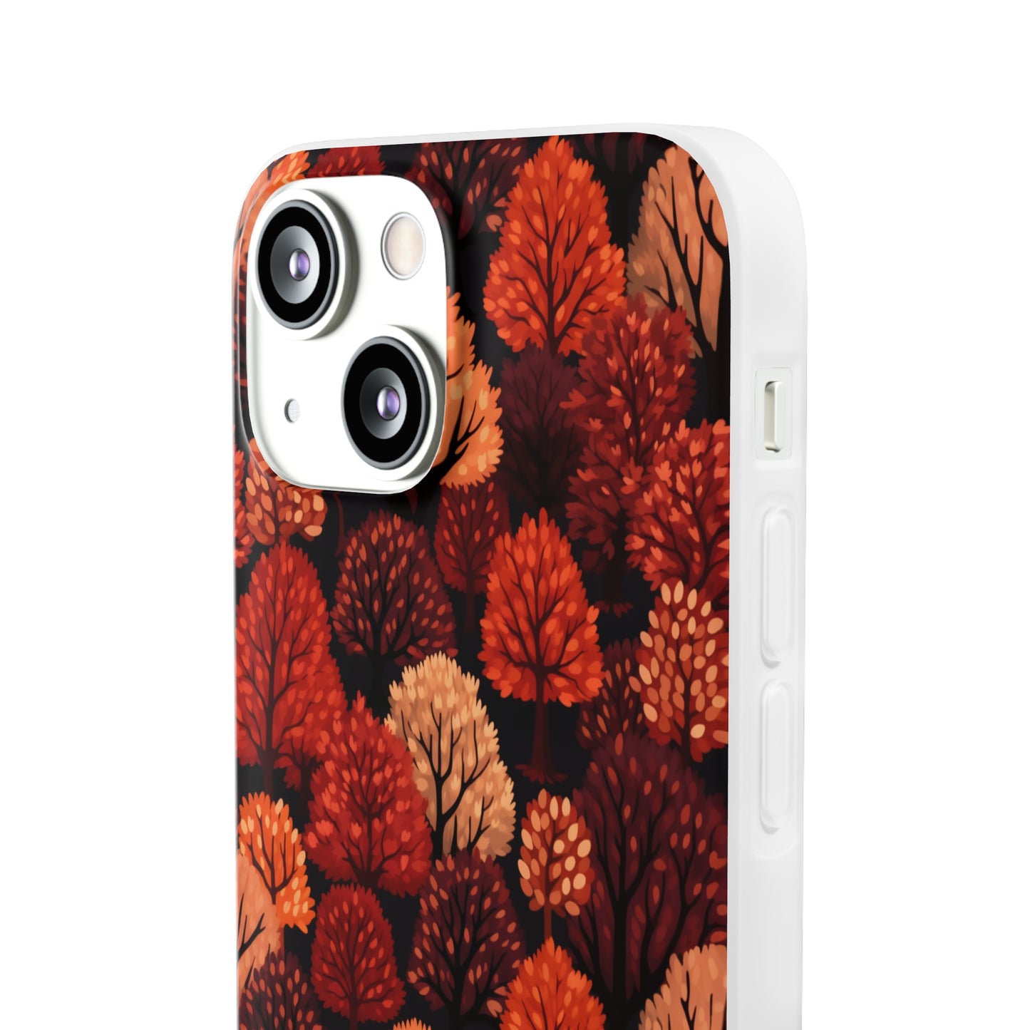 Crimson Forest: Autumn Trees in Vibrant Detail - Flexible Phone Case