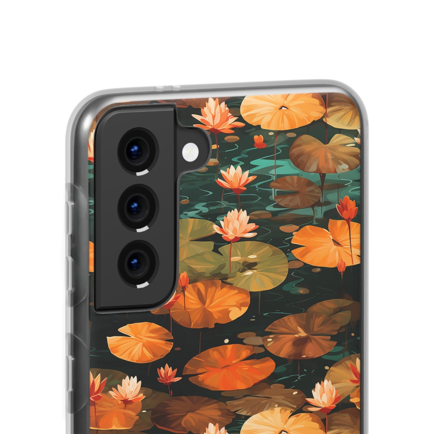 Orange Lotus Whisper: Autumn on the Water - Flexible Phone Case