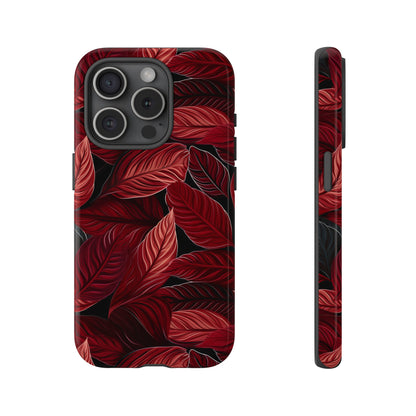 Scarlet Whispers: Lush Autumn Colours in Botanical Bliss - Tough Phone Case