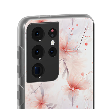 Whispering Petals: Subtle Grey & Pastel Red Gradient Phone Case