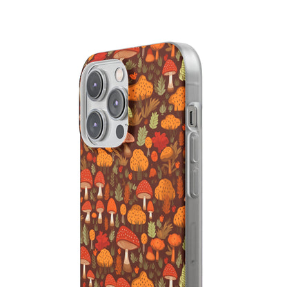 Autumn Spore Wonderland: Enchanting Mushroom and Leaf Designs - Flexible Phone Case