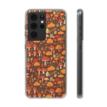 Autumn Spore Wonderland: Enchanting Mushroom and Leaf Designs - Flexible Phone Case