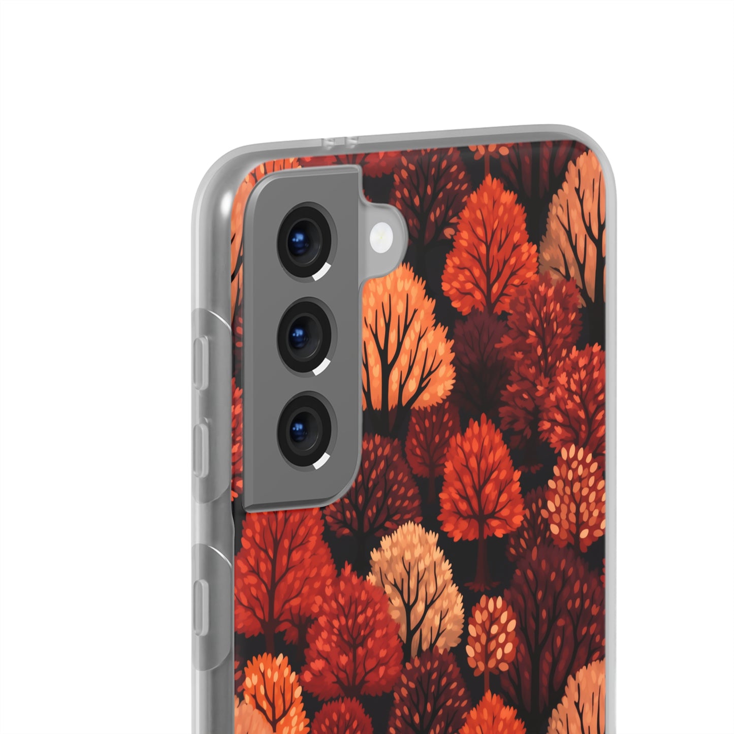 Crimson Forest: Autumn Trees in Vibrant Detail - Flexible Phone Case