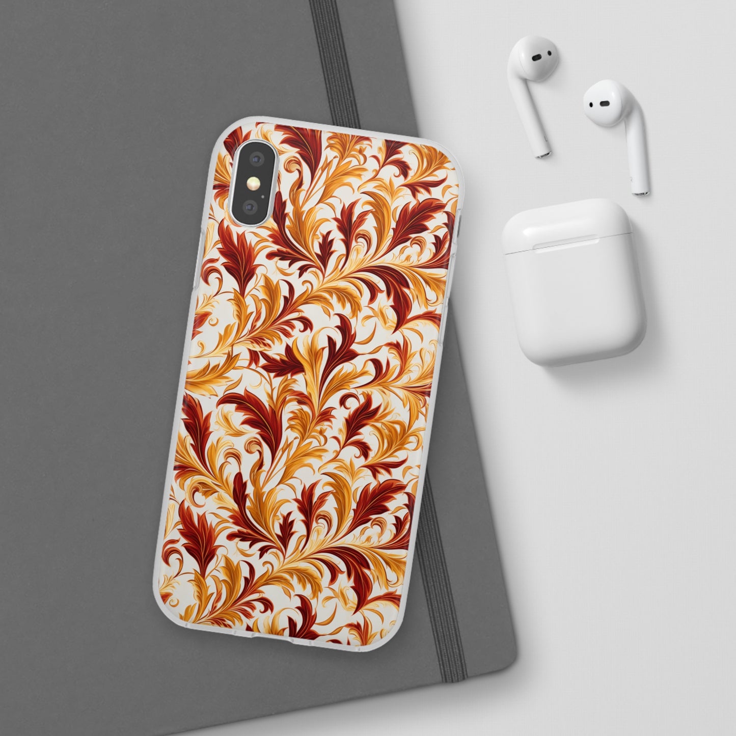 Swirling Autumn: Vortexes of Fall Foliage in Gold and Bronze - Flexible Phone Case