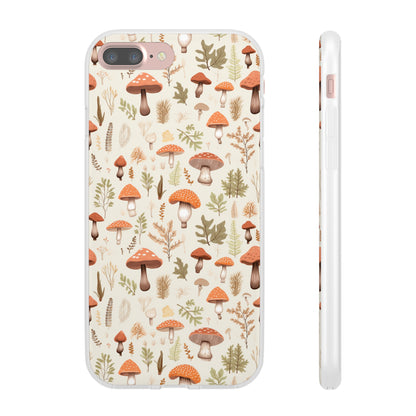 Mushroom Haven - Autumnal Tones Botanical illustration - Flexible Phone Case