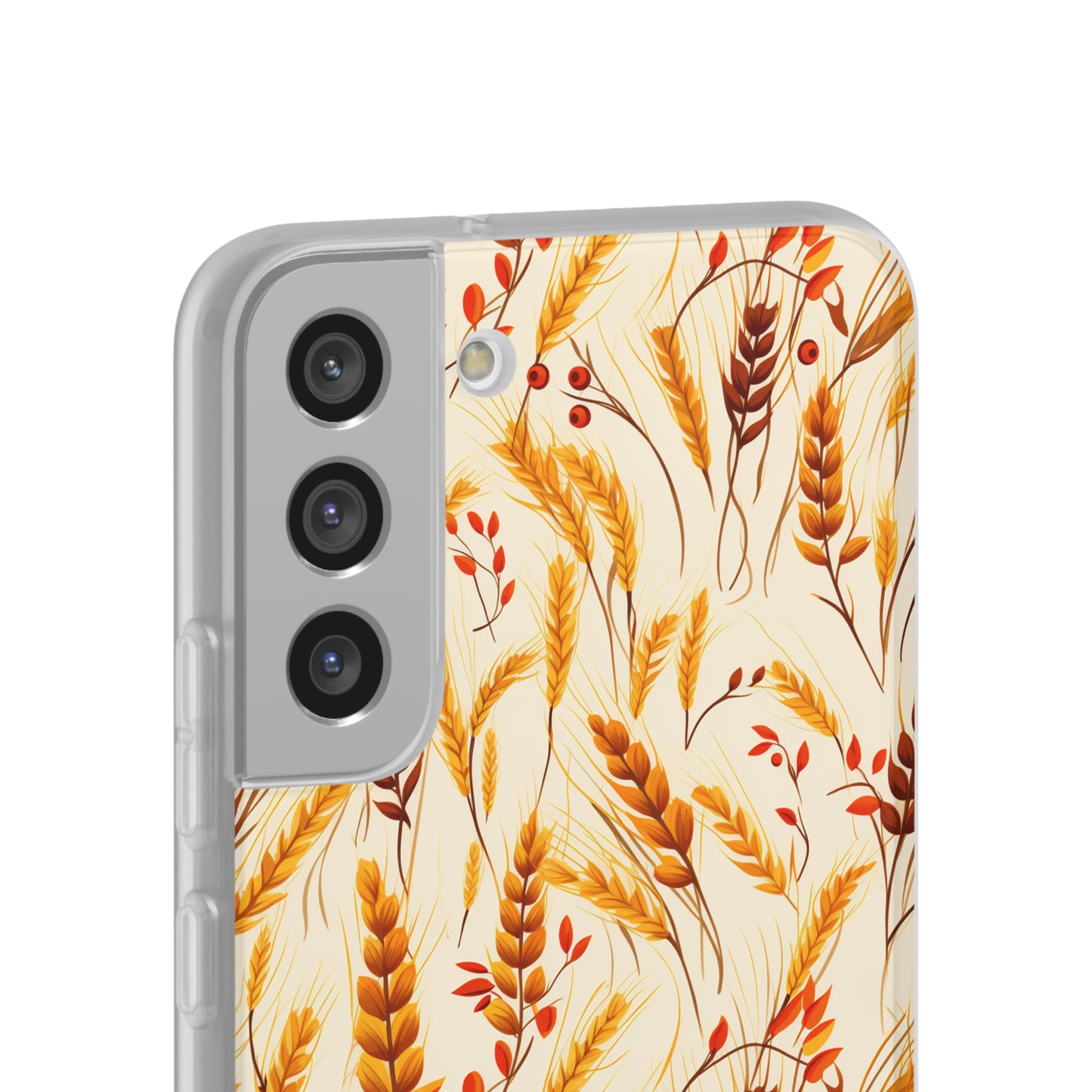 Golden Harvest: An Autumn Collage of Wheat and Berries - Flexible Phone Case