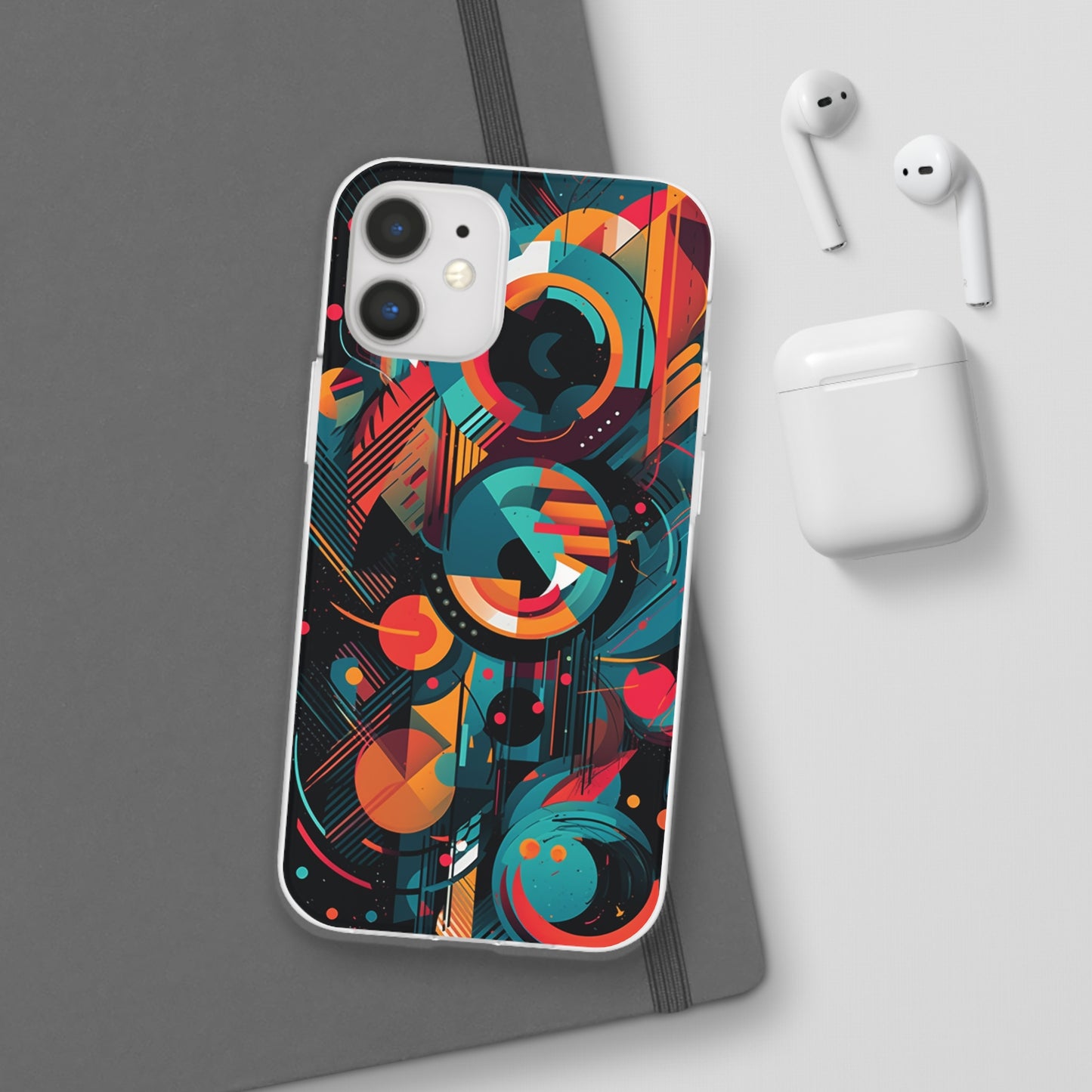 Vibrant Geometric Fusion Phone Case - Bold Squares & Circles Design - Flexi Cases Phone Case Pattern Symphony iPhone 12 Mini  