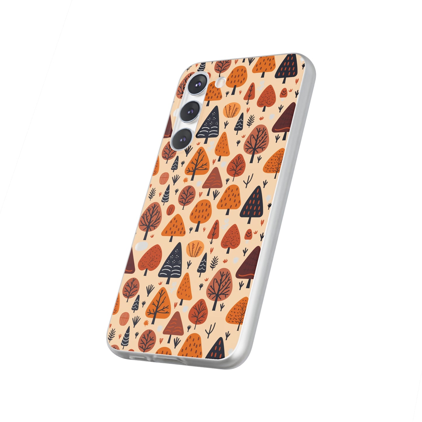 Terracotta Tree Tapestry: A Playful Autumn Mosaic - Flexible Phone Case