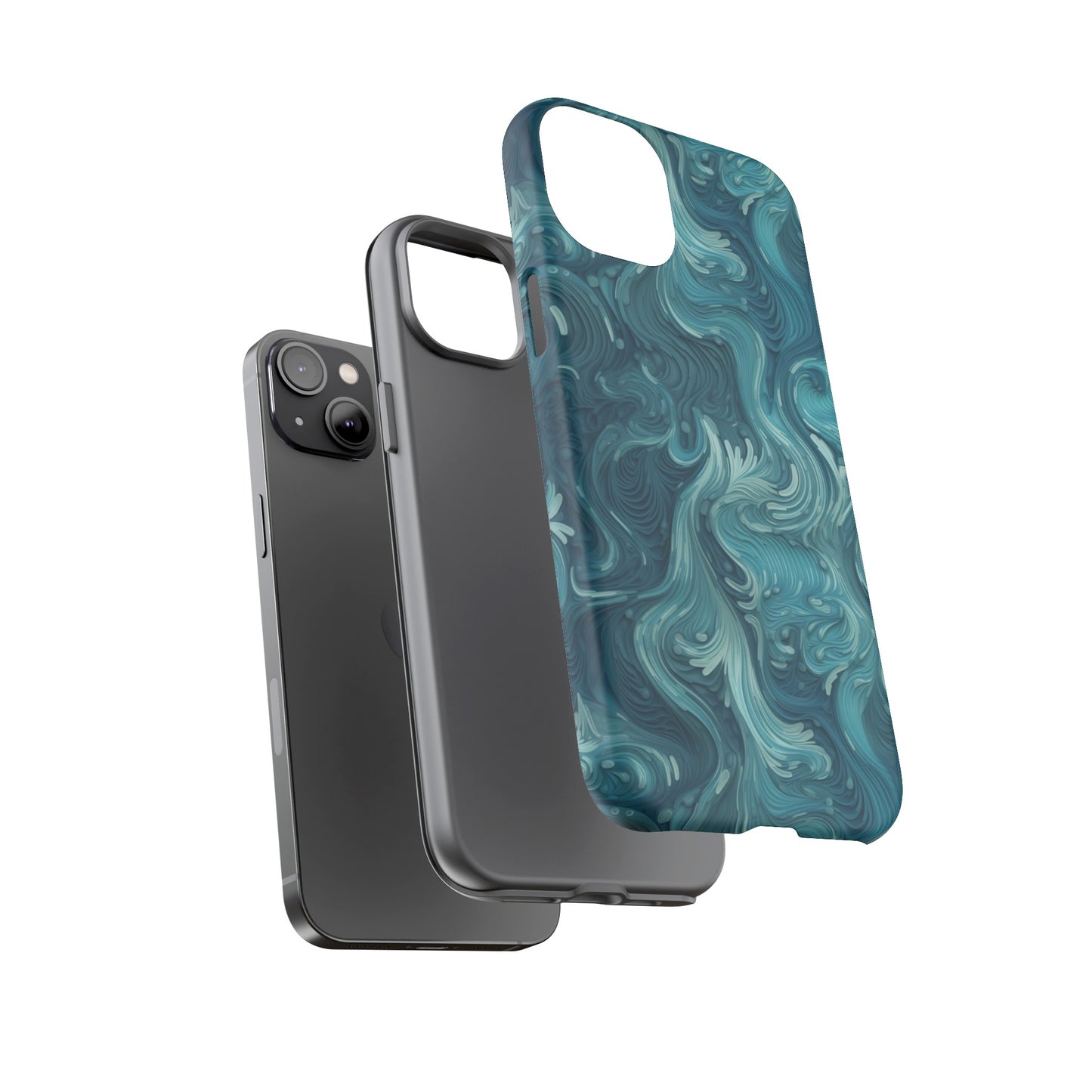 Azure Depths: Layered Blue Topographic Design Tough Phone Case