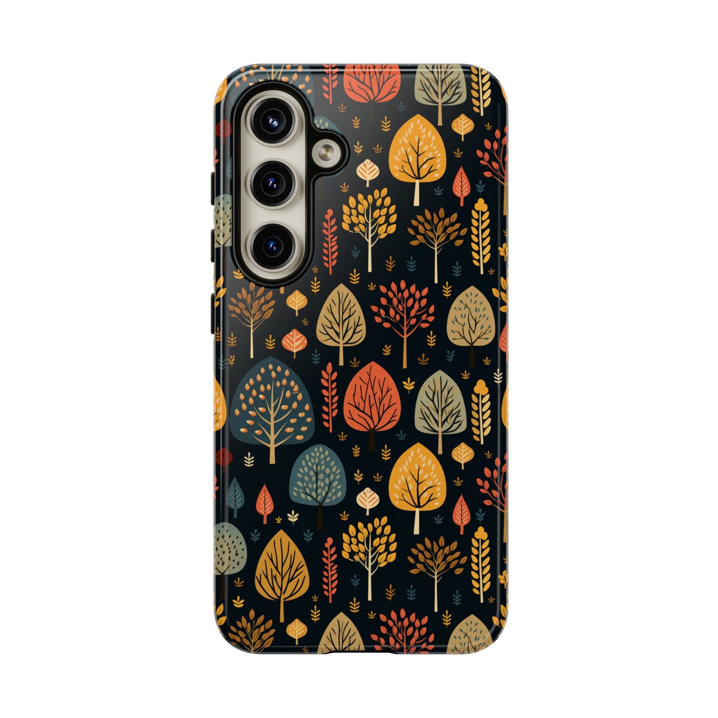 Mid-Century Mosaic: Dappled Leaves and Folk Imagery - Tough Phone Case