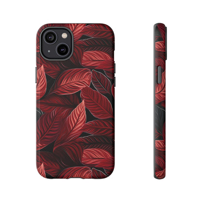 Scarlet Whispers: Lush Autumn Colours in Botanical Bliss - Tough Phone Case