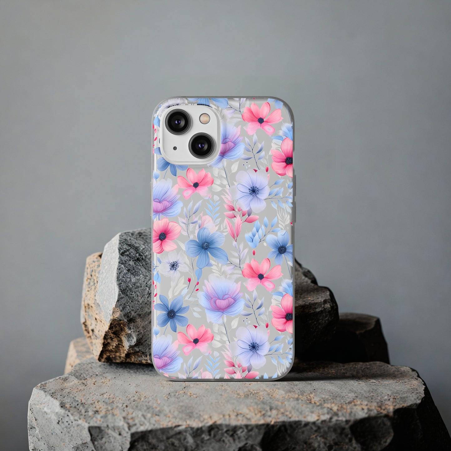 Floral Whispers - Soft Hues of Violets, Pinks, and Blues - Flexi Phone Case Phone Case Pattern Symphony   