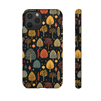 Mid-Century Mosaic: Dappled Leaves and Folk Imagery - Tough Phone Case