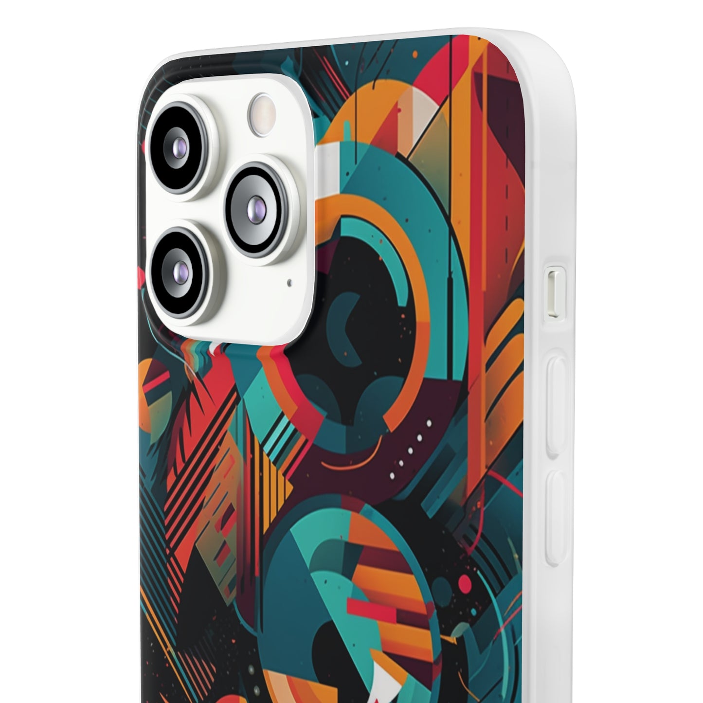 Vibrant Geometric Fusion Phone Case - Bold Squares & Circles Design - Flexi Cases Phone Case Pattern Symphony   