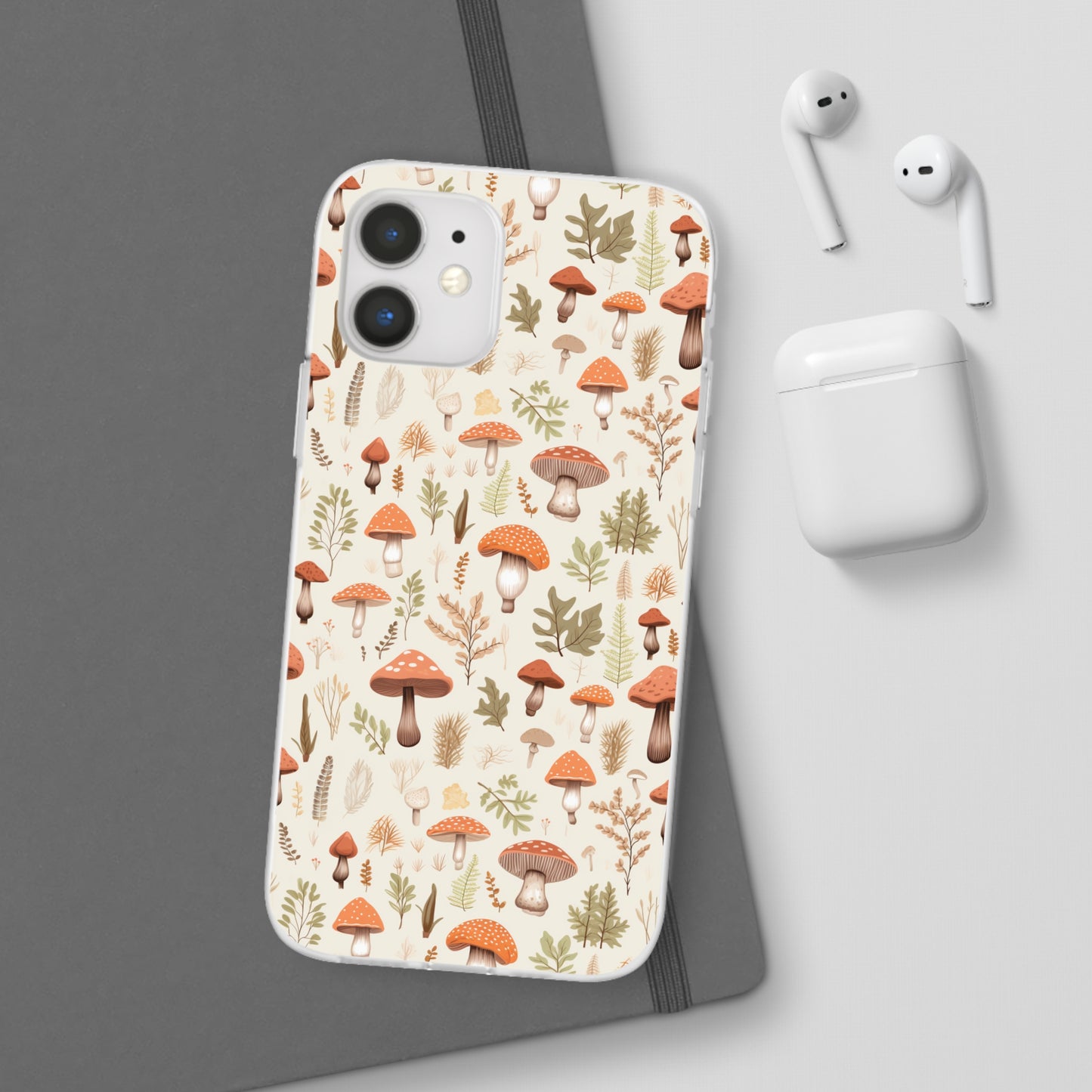 Mushroom Haven - Autumnal Tones Botanical illustration - Flexible Phone Case