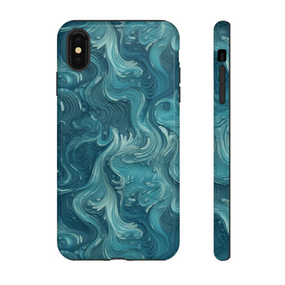 Azure Depths: Layered Blue Topographic Design Tough Phone Case