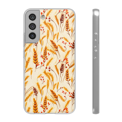 Golden Harvest: An Autumn Collage of Wheat and Berries - Flexible Phone Case