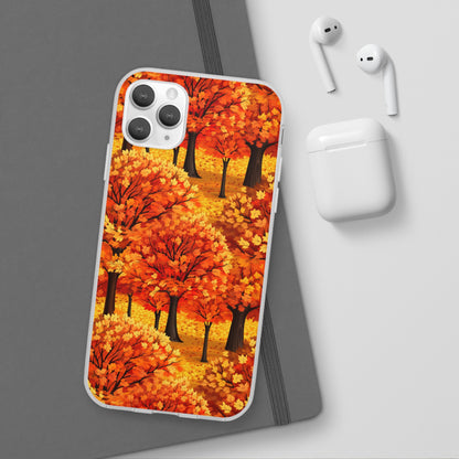 Impasto-Style Woodlands: High-Contrast Autumn Foliage - Flexible Phone Case