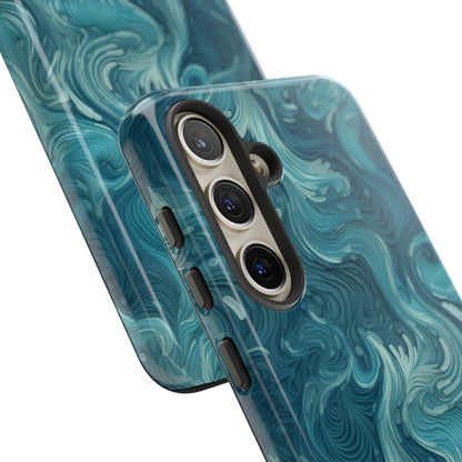 Azure Depths: Layered Blue Topographic Design Tough Phone Case