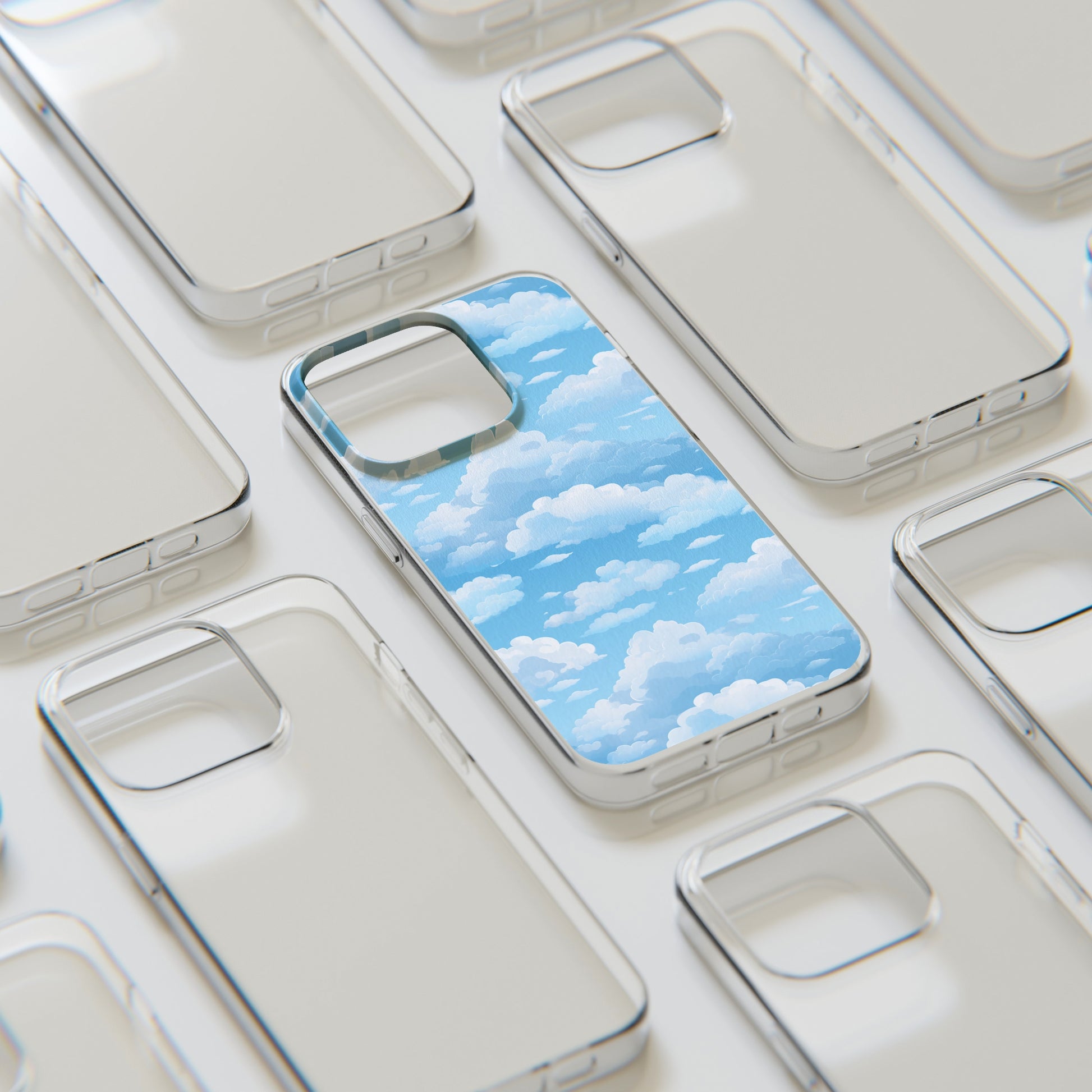 Boundless Azure Horizon - Calm Sky Design Soft Phone Case for IPhone, Samsung, and Google Pixel Phone Case Pattern Symphony   