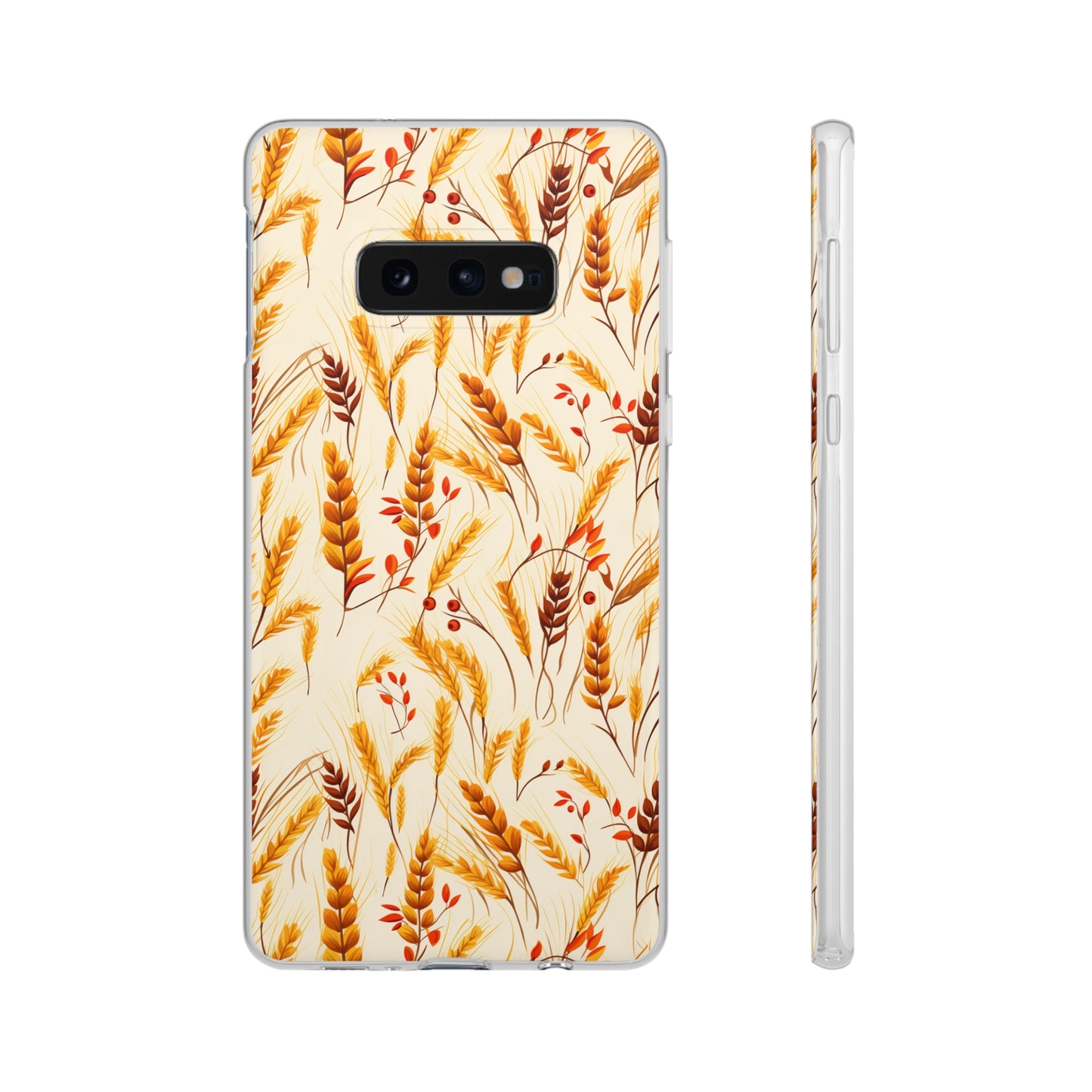 Golden Harvest: An Autumn Collage of Wheat and Berries - Flexible Phone Case