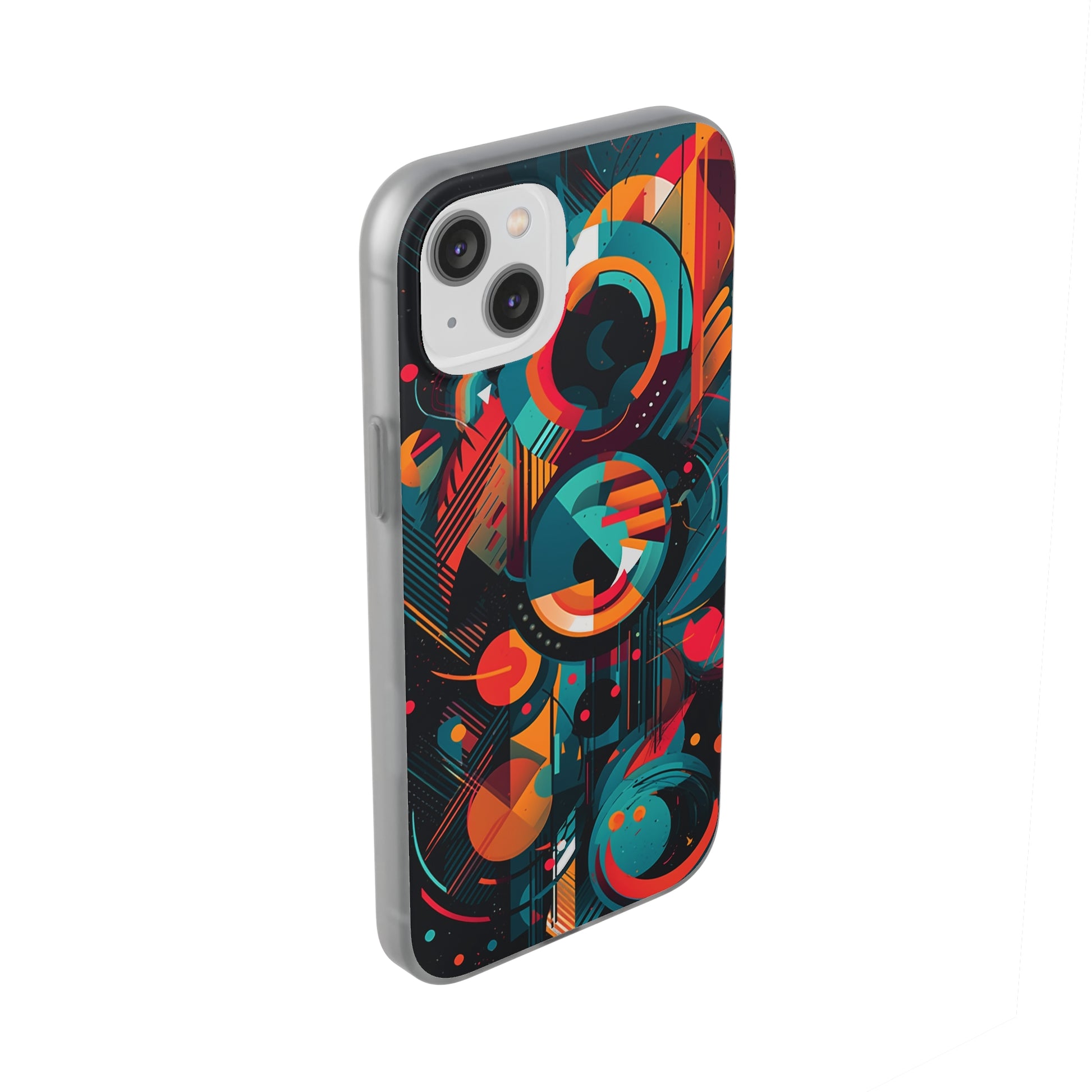 Vibrant Geometric Fusion Phone Case - Bold Squares & Circles Design - Flexi Cases Phone Case Pattern Symphony   