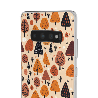 Terracotta Tree Tapestry: A Playful Autumn Mosaic - Flexible Phone Case