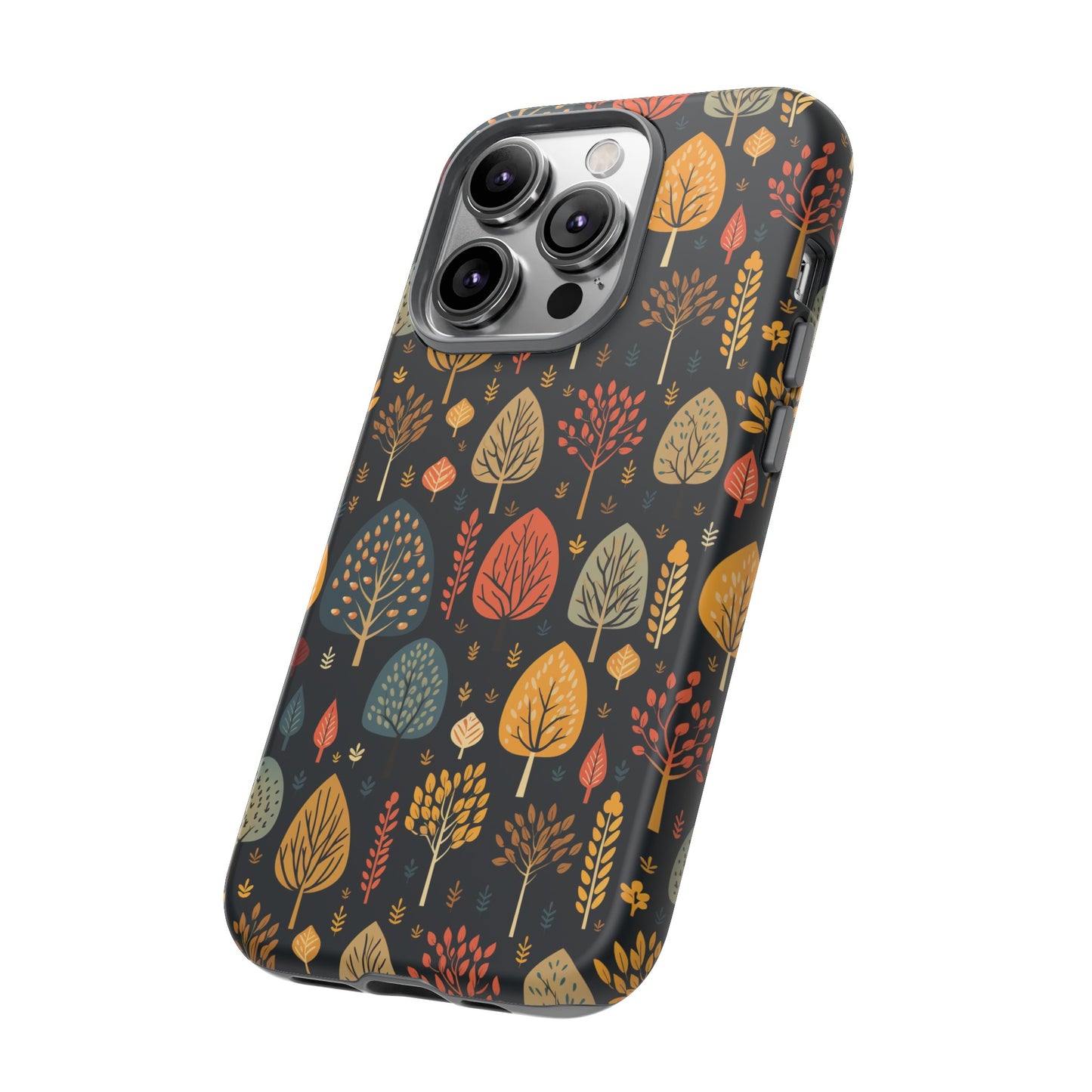 Mid-Century Mosaic: Dappled Leaves and Folk Imagery - Tough Phone Case