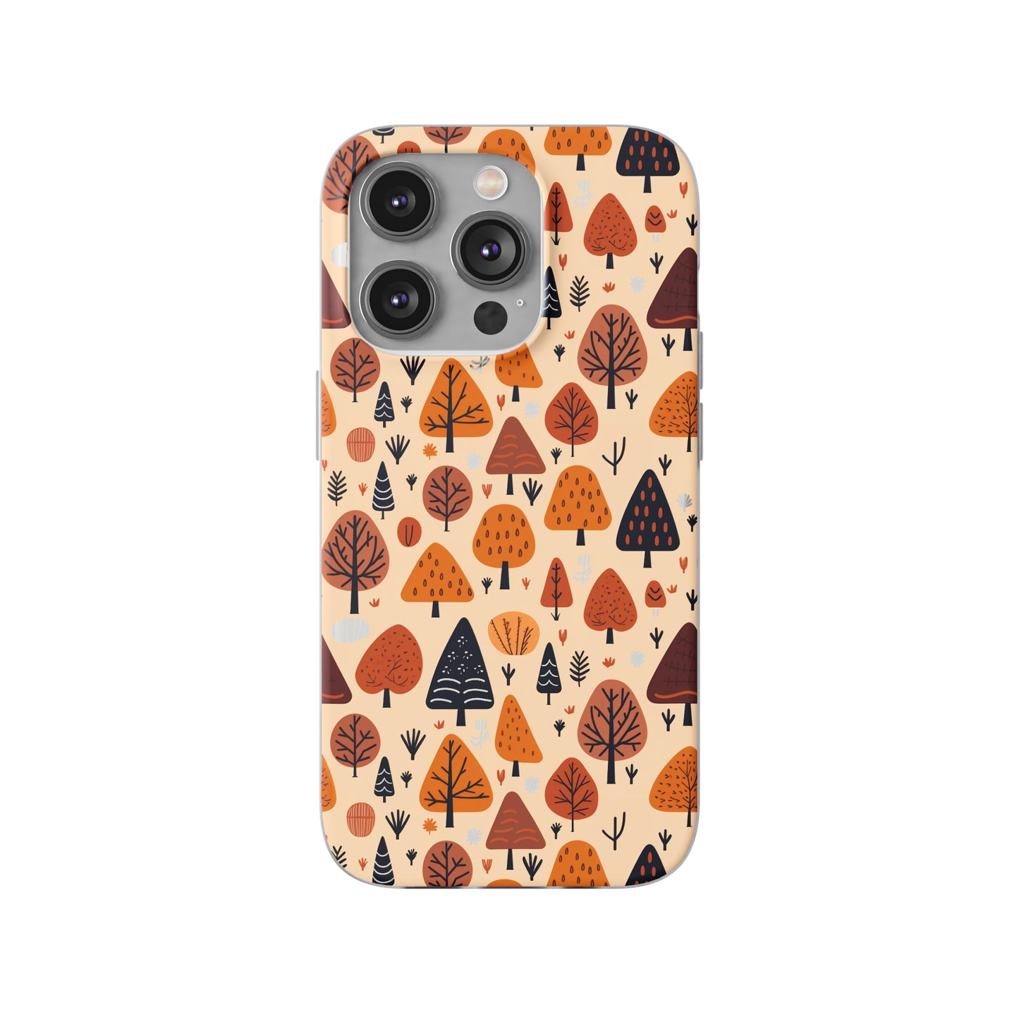 Terracotta Tree Tapestry: A Playful Autumn Mosaic - Flexible Phone Case