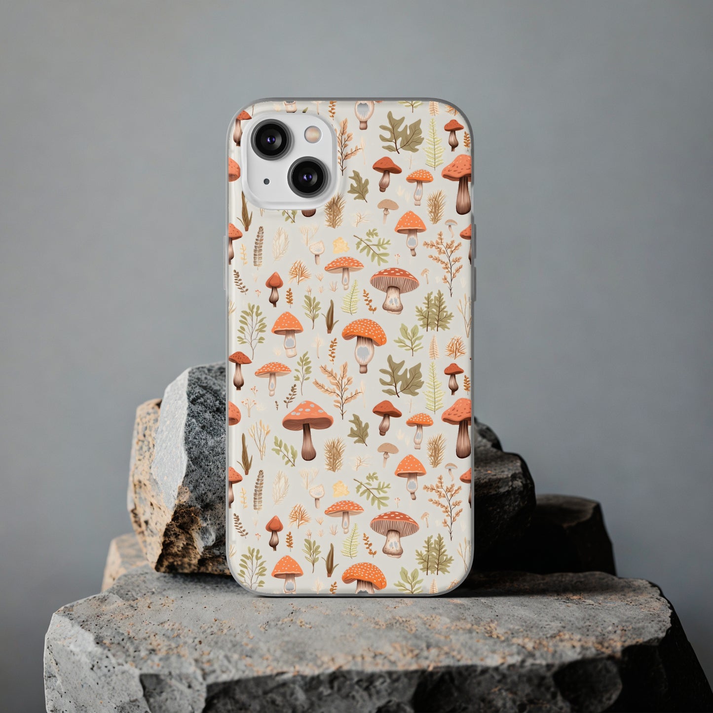 Mushroom Haven - Autumnal Tones Botanical illustration - Flexible Phone Case