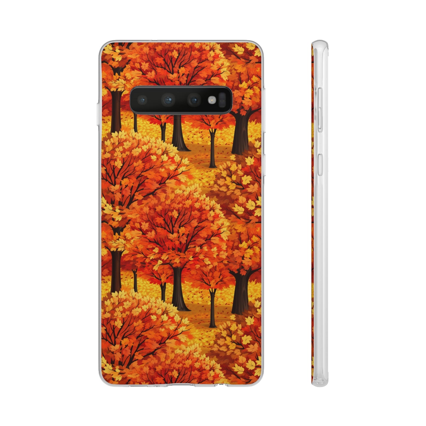 Impasto-Style Woodlands: High-Contrast Autumn Foliage - Flexible Phone Case