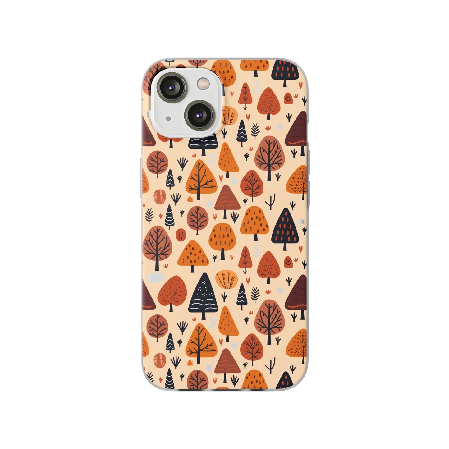 Terracotta Tree Tapestry: A Playful Autumn Mosaic - Flexible Phone Case