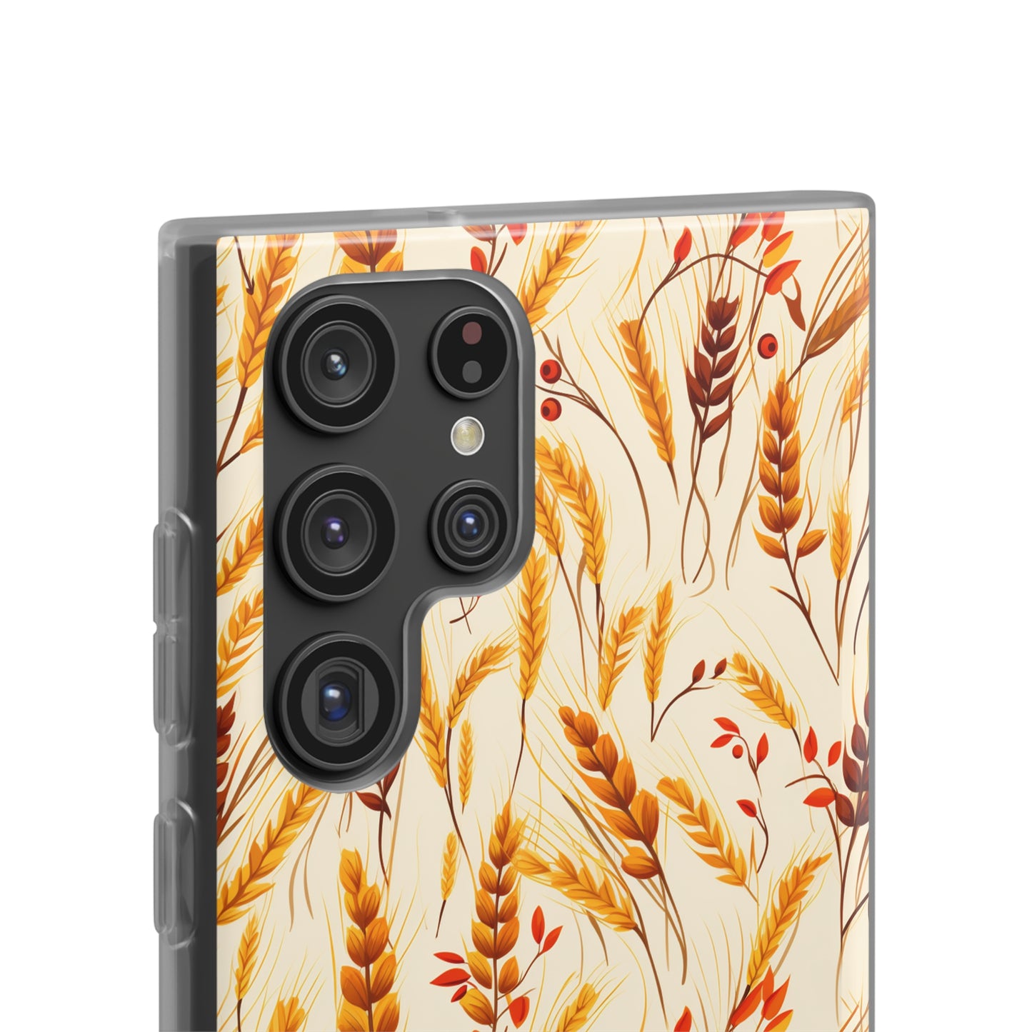 Golden Harvest: An Autumn Collage of Wheat and Berries - Flexible Phone Case