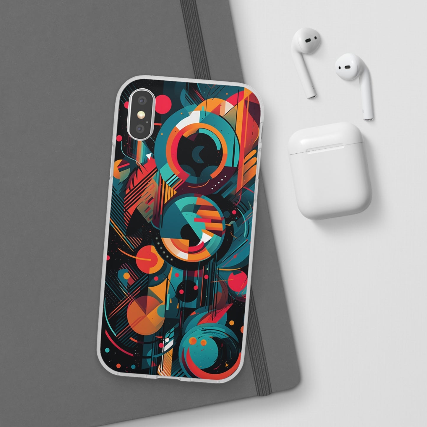 Vibrant Geometric Fusion Phone Case - Bold Squares & Circles Design - Flexi Cases Phone Case Pattern Symphony iPhone X with gift packaging  