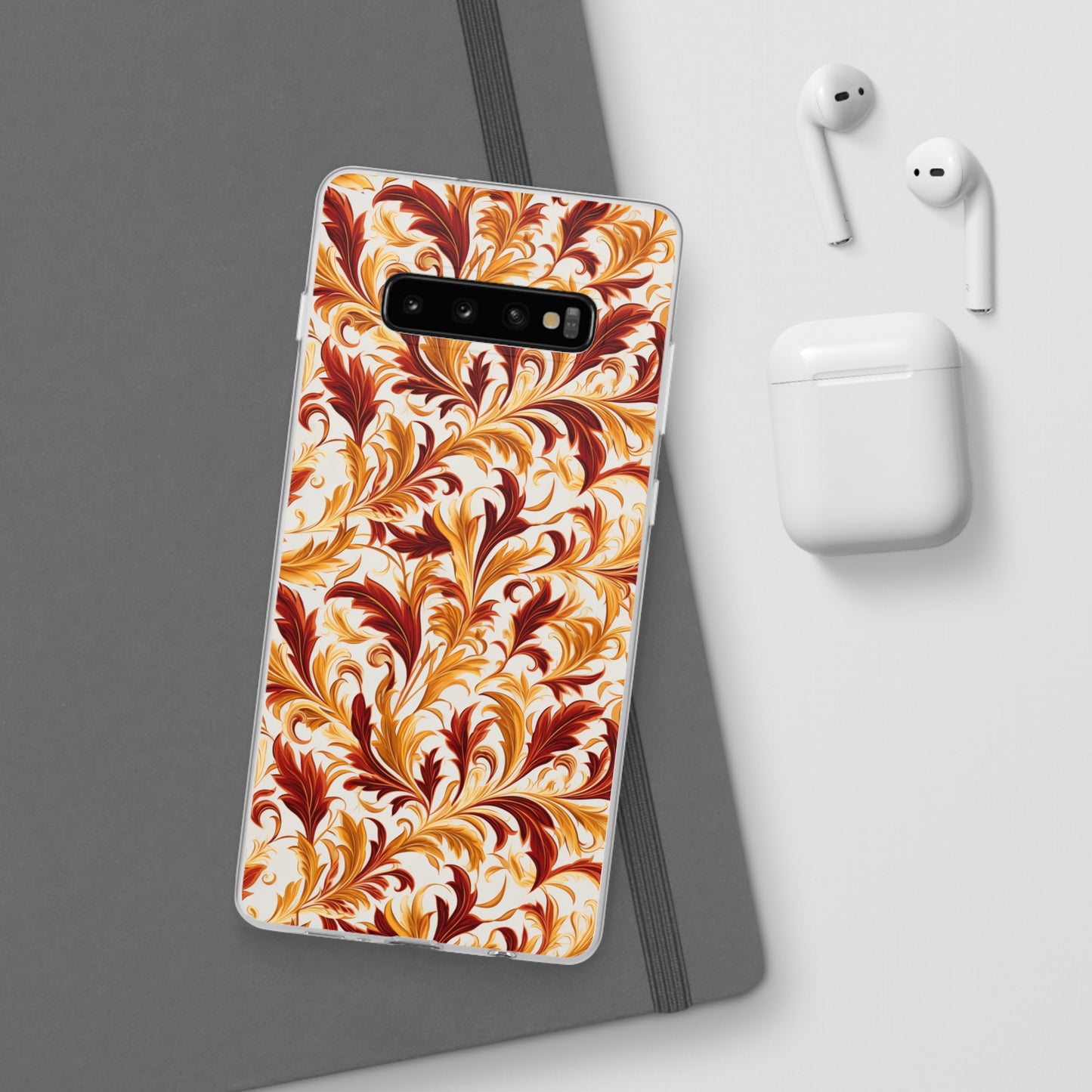 Swirling Autumn: Vortexes of Fall Foliage in Gold and Bronze - Flexible Phone Case