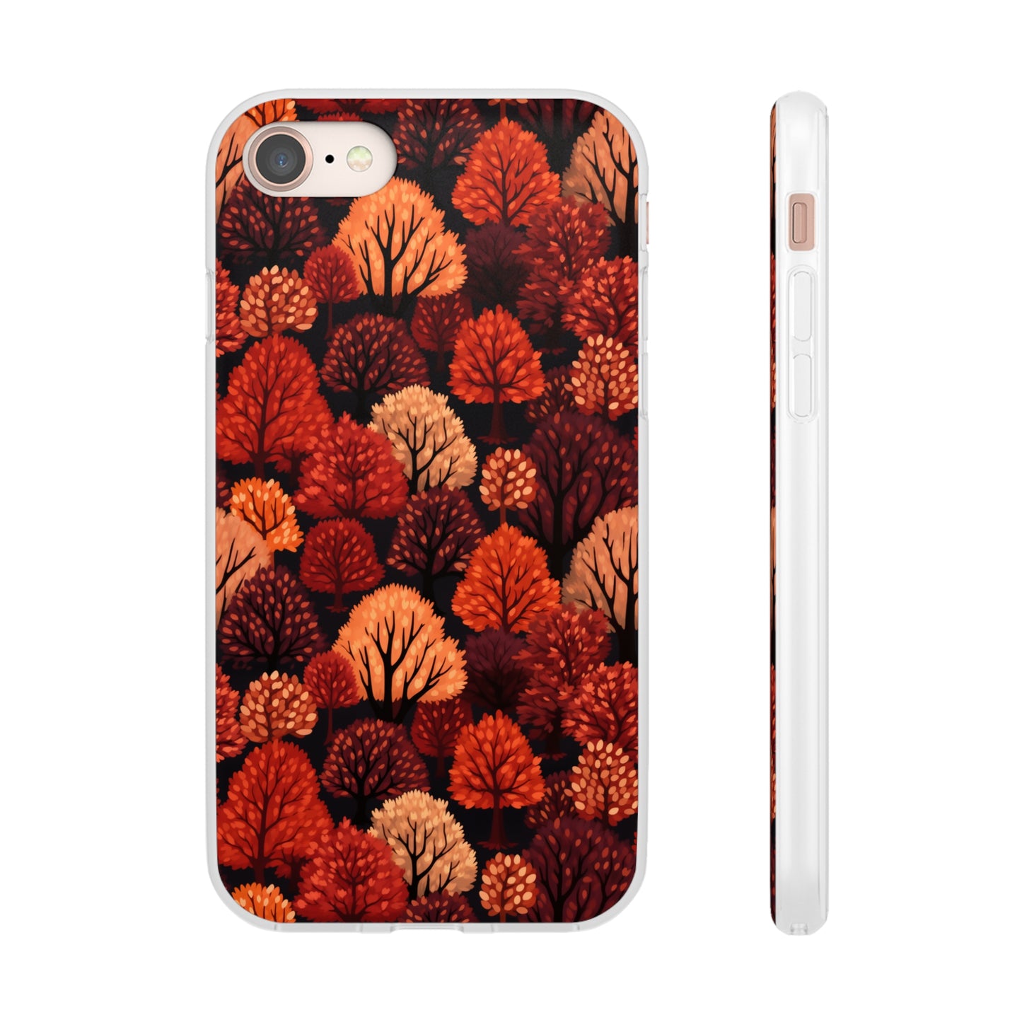 Crimson Forest: Autumn Trees in Vibrant Detail - Flexible Phone Case