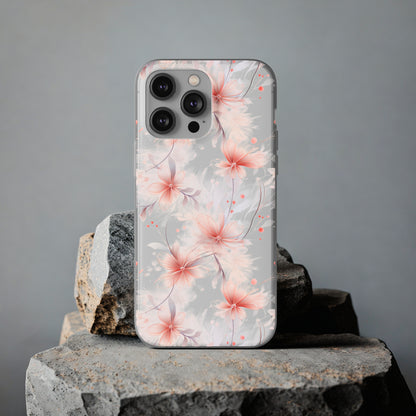 Whispering Petals: Subtle Grey & Pastel Red Gradient Phone Case