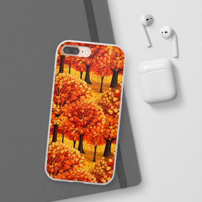 Impasto-Style Woodlands: High-Contrast Autumn Foliage - Flexible Phone Case