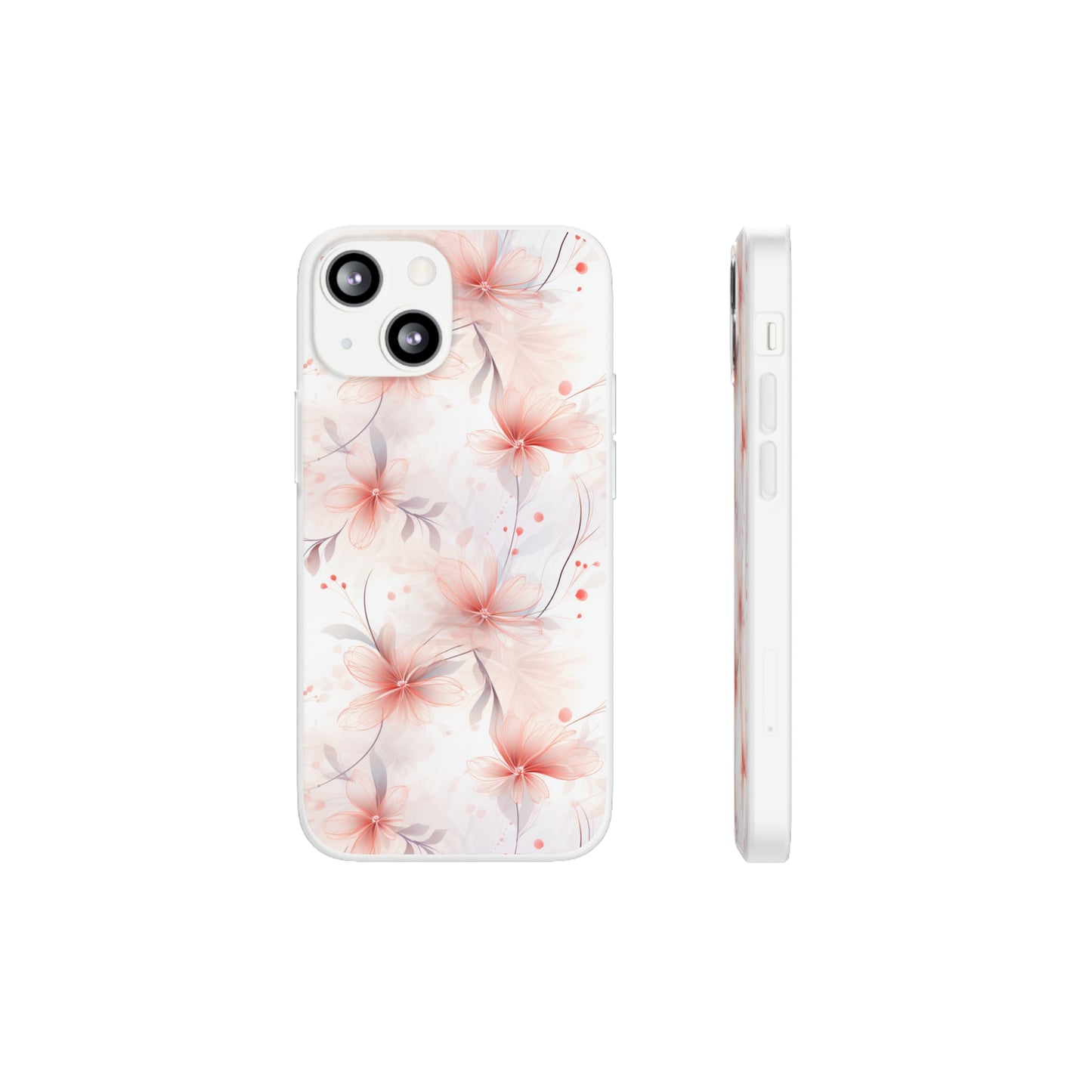 Whispering Petals: Subtle Grey & Pastel Red Gradient Phone Case