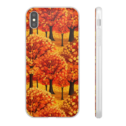 Impasto-Style Woodlands: High-Contrast Autumn Foliage - Flexible Phone Case