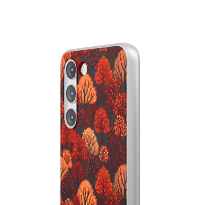 Crimson Forest: Autumn Trees in Vibrant Detail - Flexible Phone Case