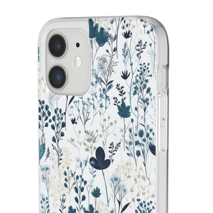 Serene Blue Wildflower Phone Case - Elegant White Background Design - Spring Collection - Flexi Cases Phone Case Pattern Symphony   