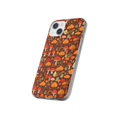 Autumn Spore Wonderland: Enchanting Mushroom and Leaf Designs - Flexible Phone Case