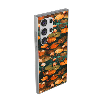 Orange Lotus Whisper: Autumn on the Water - Flexible Phone Case