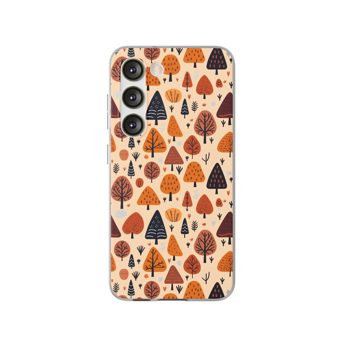 Terracotta Tree Tapestry: A Playful Autumn Mosaic - Flexible Phone Case