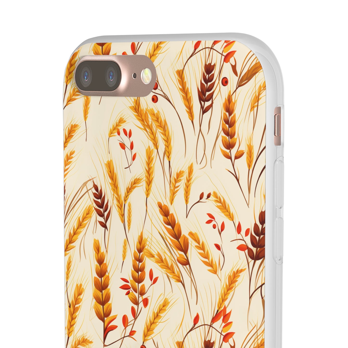 Golden Harvest: An Autumn Collage of Wheat and Berries - Flexible Phone Case