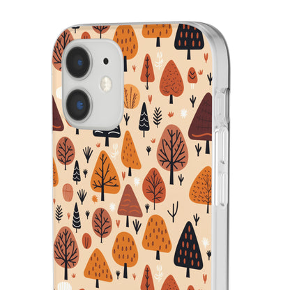 Terracotta Tree Tapestry: A Playful Autumn Mosaic - Flexible Phone Case